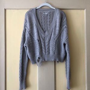 Grey cropped Wildfox sweater